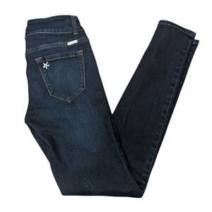 KANCAN Women's Dark Wash Floral Embroidered Stretchy Skinny Jeans. Size 25.